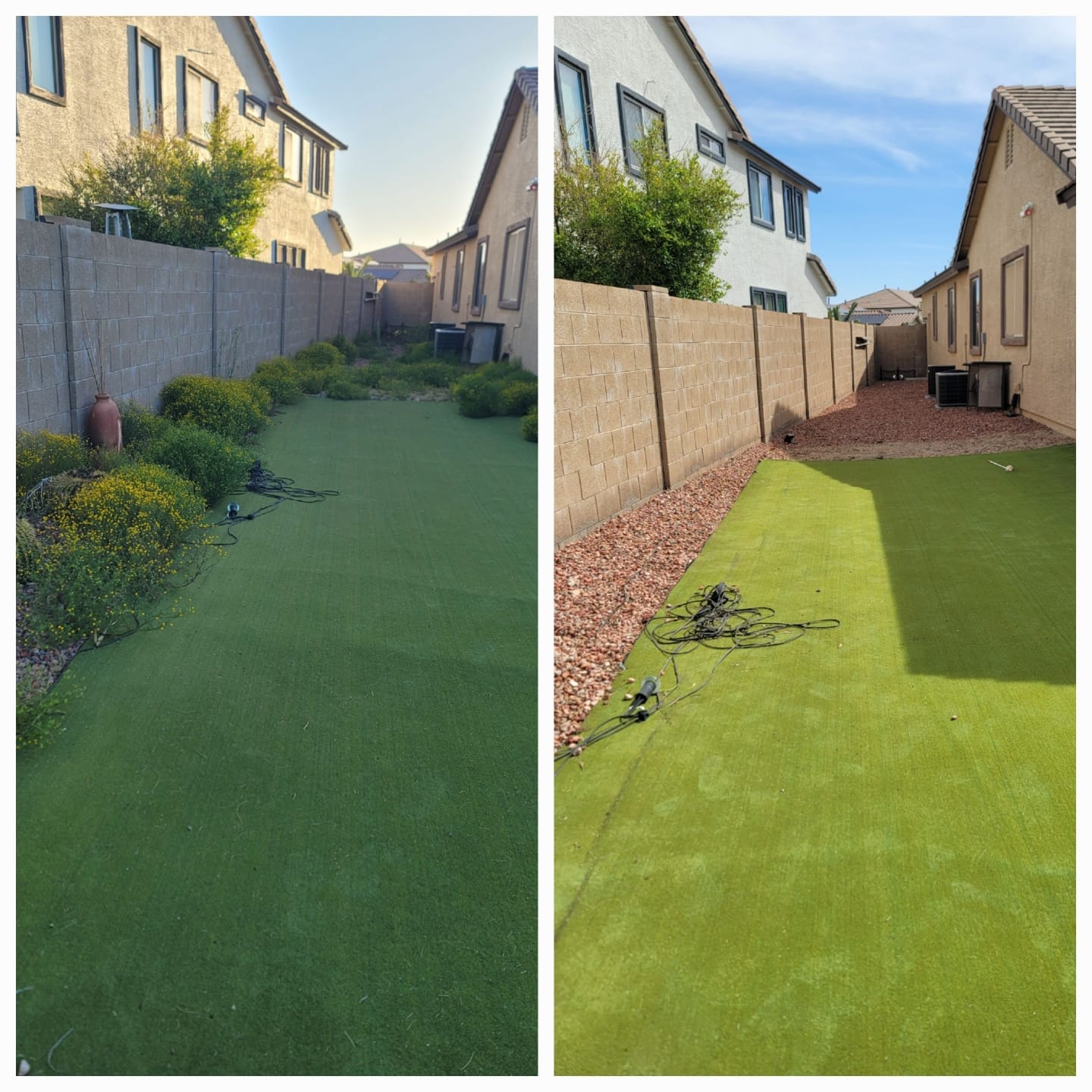 Before and after garden landscaping by M&N Landscape Services in Arizona.